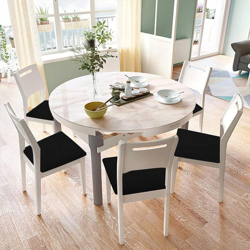 Chair Seat Covers Set of 4 Stretch Black Chair Covers for Dining Room Square Removable Washable Chair Protector Seat Cushion Slipcovers for Kitche...