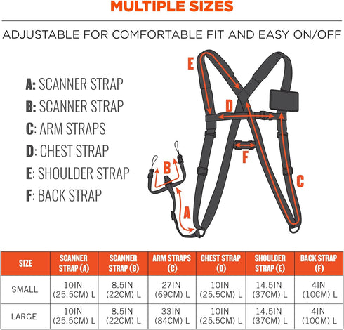 Ergodyne Squids 3138 Barcode Scanner Padded Harness, Tethering Lanyard for Bar Code Scanners, Breakaway Design , Black , Small...