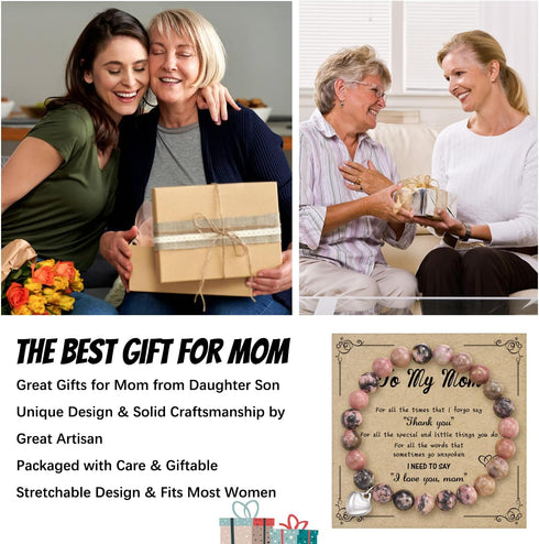 Vanleonet Mother's Day Gifts for Mom from Daughter Son, Natural Stone Bracelet for Mom Grandma Aunt Nana Boyfriend Mom...