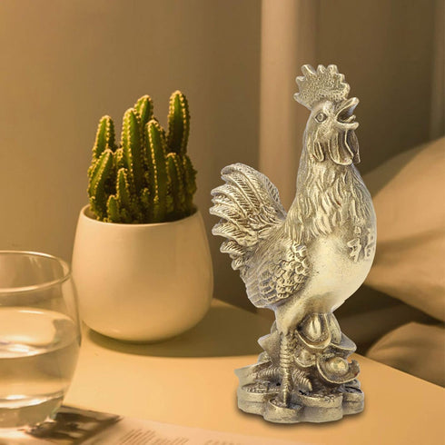 Rooster Figurine Pure Brass Good Luck Chicken Statue Feng Shui Ornament for Home Office Collection Decoration...