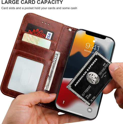 Bocasal Detachable Wallet Case for iPhone 13 RFID Blocking Card Slots Holder Premium PU Leather Magnetic Kickstand Shockproof Wrist Strap Removabl...
