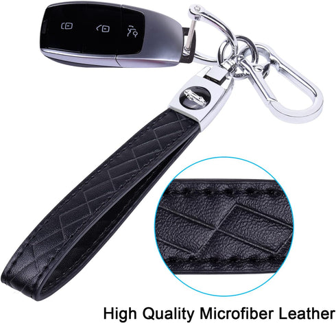 Wisdompro Microfiber Leather Car Keychain, Universal Key Fob Keychain Leather Key Chain Holder with 3 Keyrings and 1 Screwdriver for Men and Women...