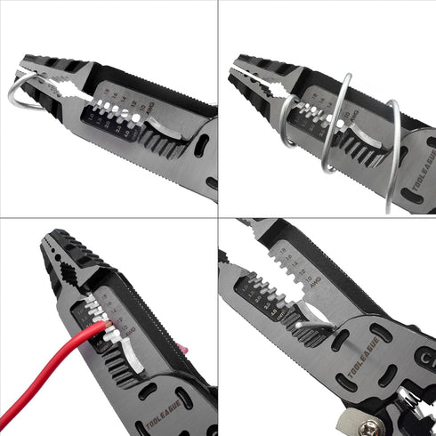 TOOLEAGUE 9-in-1 Wire Stripper Tool, Cable Cutters, C-RV Multifunctional Needle Nose Pliers for Electric Cable Stripping Cutting and Crimping...
