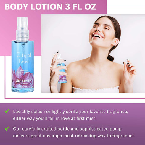 Bath and Body Gift Set for Women & Girls, City of Love Spa Set, Personal Self Care Travel Kit, 3PCS Set for - Shower Gel, Body Lotion, Body Mist...