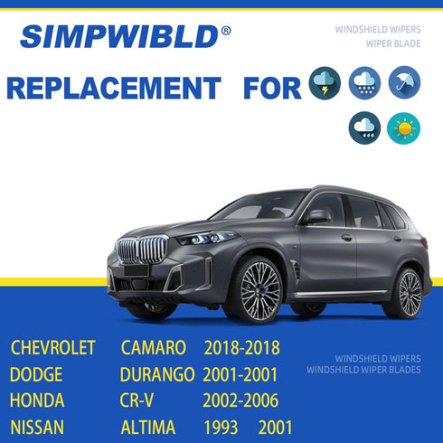 2 Factory Wiper Blades Replacement For 2018 Chevrolet Camaro/2002-2006 Honda CR-V Original Equipment Windshield Wiper Blades Set 21"+20" (Set of 2...