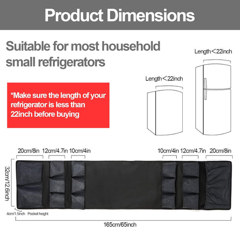 Mini Fridge Caddy Organizer Storage Bag, Over The Fridge Storage Organizer with 15 Extra Large Fabric Pockets for Plate, Silverware, Spice, Cutler...