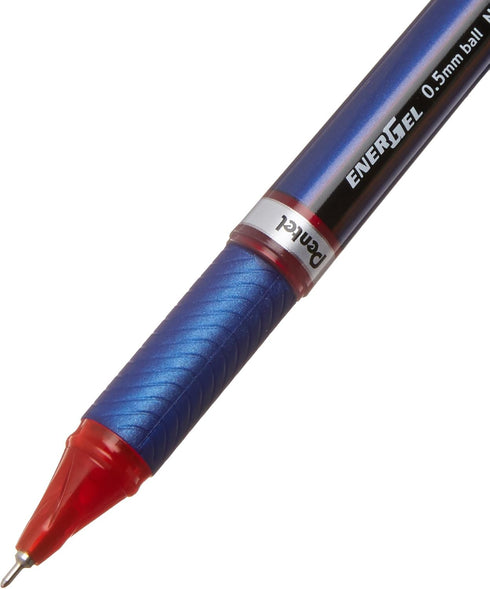 Pentel Energel Euro Ballpoint Pen, 0.5mm Needle Tip, Red Ink (BLN25-B)...