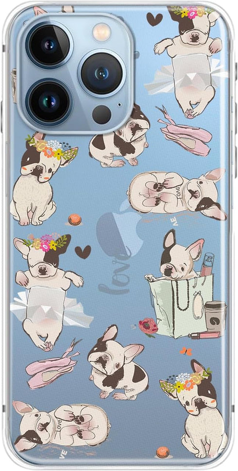 Blingy's for iPhone 13 Pro Max Case (6.7 inch), Pretty French Bulldog Style Cute Cartoon Dog Design Transparent Soft TPU Protective Clear Case 6.7...