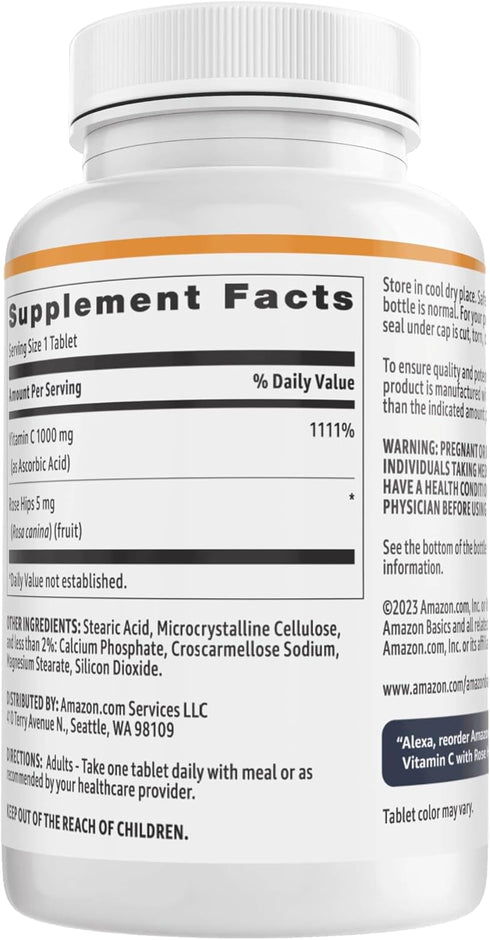 Amazon Basics Vitamin C 1000 mg with Rose Hips 5mg, 90 tablets (1 per serving), Gluten Free...