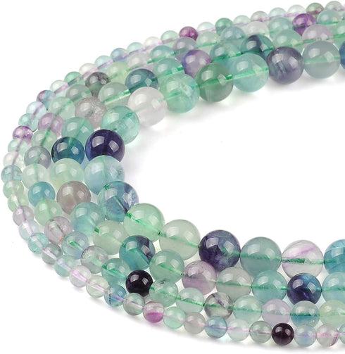 6MM Natural Round Fluorite Beads Crystal Beads Gemstone Beads for Jewelry Making DIY Gifts for Family and Friends (6mm, Fluorite)...
