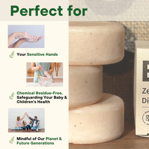 BeEcoful Zero Waste Natural Dish Soap Bar (Pack of 3) - Vegan Dishwashing Block, Eco-friendly with Plastic-Free Packaging, Sustainable Organic Ing...