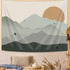 Ptrxobj Small Sage Green Mountain Tapestry Boho Abstract Sun Landscape Wall Hanging Art Mid Century Sunset Tapestries Minimalist Aesthetic Decor f...