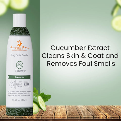 Dogs Facial Scrub - Non-Toxic Tearless Dog Face Wash to Clean Facial Stains and Dirt - Dog Face Cleaner with Organic Cucumber and Aloe Vera - Safe...