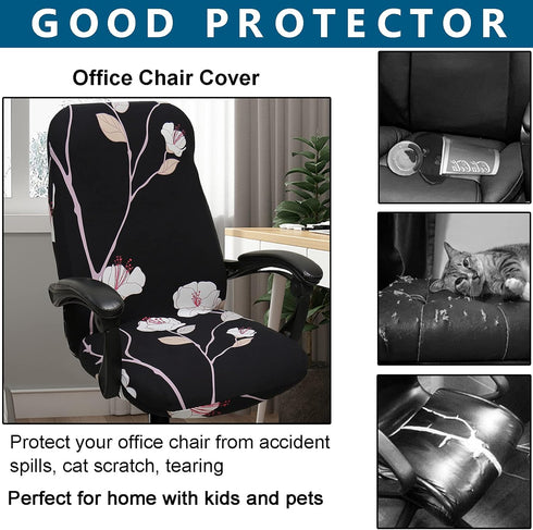 WOMACO Office Chair Covers Stretch Printed Computer Chair Slipover Universal Floral Boss Chair Protector Modern Simplism Style High Back Desk Chai...