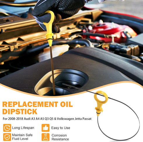 06J115611F Oil Dipstick for 2008-2013 Audi A3, 09-17 A4 A5 Quattro, 12-16 Q3, 11-15 Q5, 08-13 Jetta, 08-18 Passat B6 2.0T Engine Oil Level Dipstic...