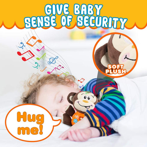 Insnug Plush Monkey Musical Baby Toys - Educational Montessori Stuffed Animal Light Up Toys Small Fun Sensory Brain Development for Newborn Infant...