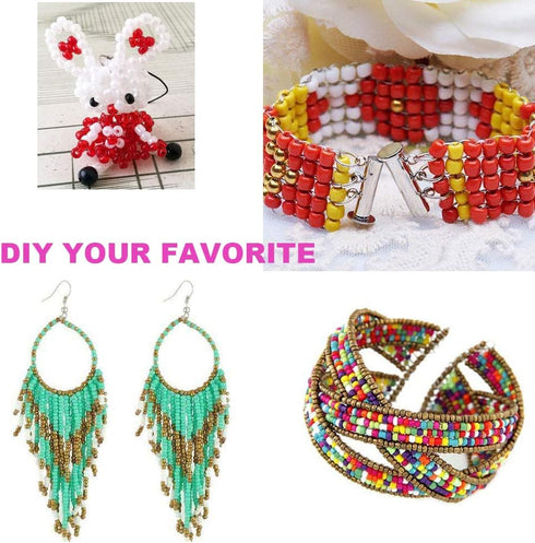 EuTengHao 13200Pcs Glass Seed Beads Small Craft Beads Small Beads for DIY Bracelet Necklaces Crafting Jewelry Making Supplies with Two 0.6mm Clear...