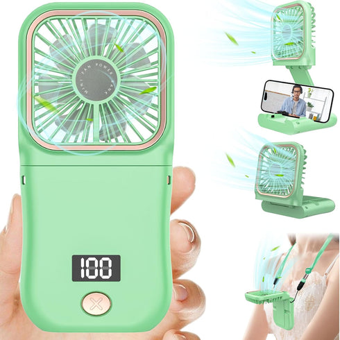 Mini Fan Handheld Foldable Fan,USB Personal Fans Portable Rechargeable Battery Fan 3 Speeds,Small Handheld Fan Cute Face Cooling Fan Quiet Fan Cor...