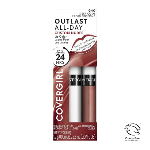 COVERGIRL Outlast All-Day Lip Color Custom Nudes, Deep Cool , 2 Piece Set...