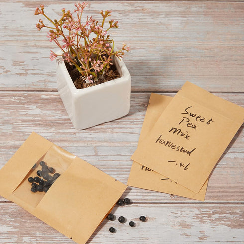 Homtable 100 Pieces Small Coin Envelopes Seed Bags 3x4 Mini Parts Small Storage Pouches Envelopes Brown for Garden, Office or Wedding Gift Packagi...