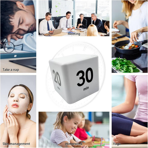 Kitchen Cube Timer, Kids Timer for ADHD Productivity Workout Flip Classroom for StudyTime Countdown Management Settings 15 20 30 60 Mins, White...
