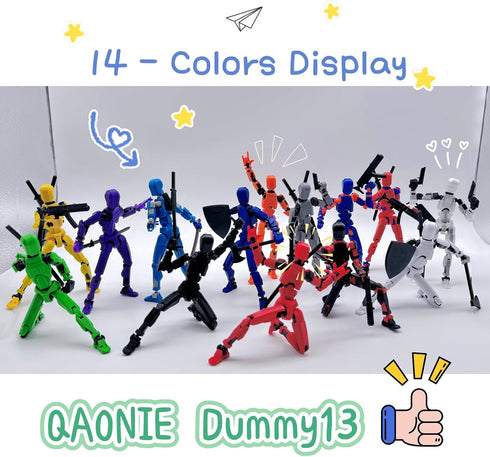 (Assembly Completed) 3D Printed Figure 5.54-inch Dummy13 with Weapon Expansion Set, Full Body Mechanical Movable Toy, Desk Decoration. (Black)...