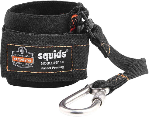 Ergodyne Squids 3114 Pull-On Wrist Tool Lanyard with Stainless Steel Carabiner Connection, 3 Pounds,Black...