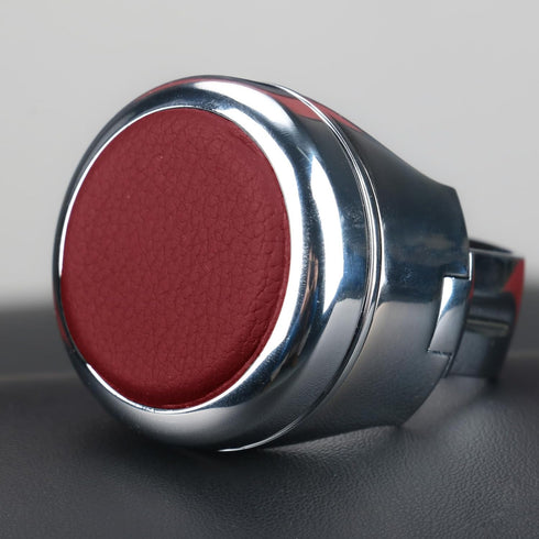 Stainless Steel Steering Wheel Knob, Sport Maneuvering Knob Steering Spinner Cowhide Leather Cover Premium Polish Finish Suicide Knob Universal Fi...