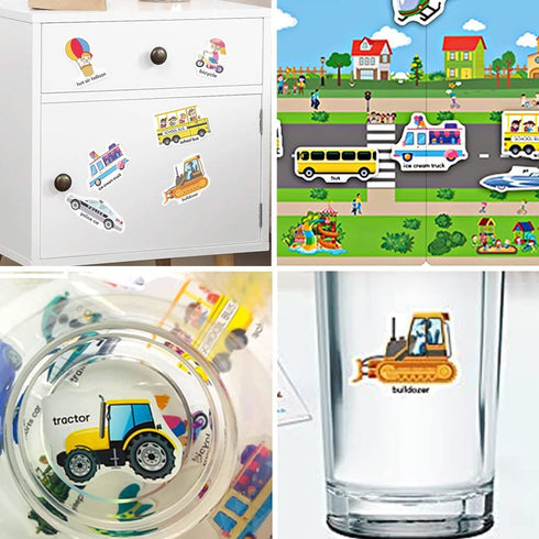 Reusable Sticker Books for Kids, Travel Removable Toddler Vehicle Sticker Books for 3 4 5 Year Old Girls Boys Birthday Gifts Educational Learning ...