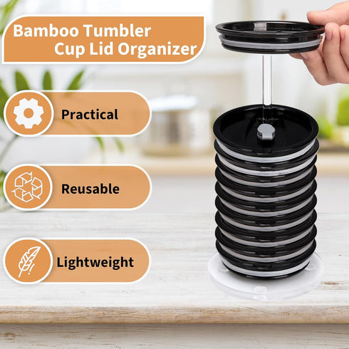 2 Pcs Acrylic Tumbler Lid Organizers,Storage Rack Water Bottle Lid Holder Vertical,Storage Up to 24 Cup Lid,Tumbler Lid Storage Rack for Kitchen C...