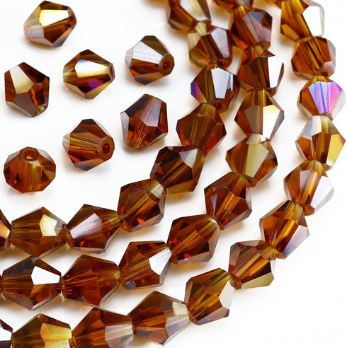 Dowarm 100PCS 8MM Crystal Beads, Amber AB Bicone Glass Beads for Jewelry Making, Craft, DIY Bracelet, Necklace, Dolls, Loose Spacer Beads...