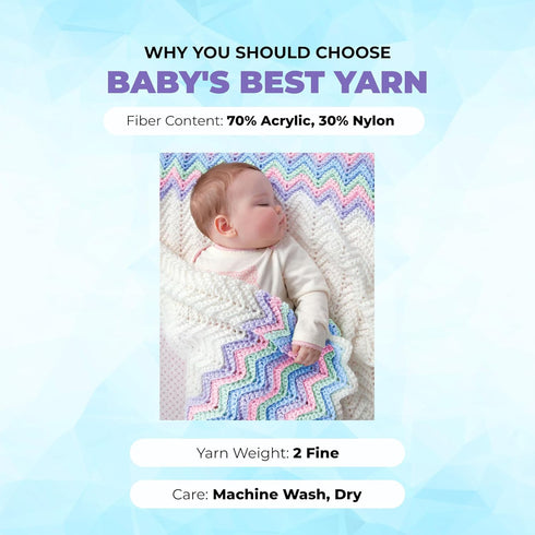 Mary Maxim Baby’s Best Lavender Yarn for Crocheting and Knitting, Lightweight Size 2 Yarn for Baby Blankets, Afghans and Clothing, Soft Acrylic Ny...