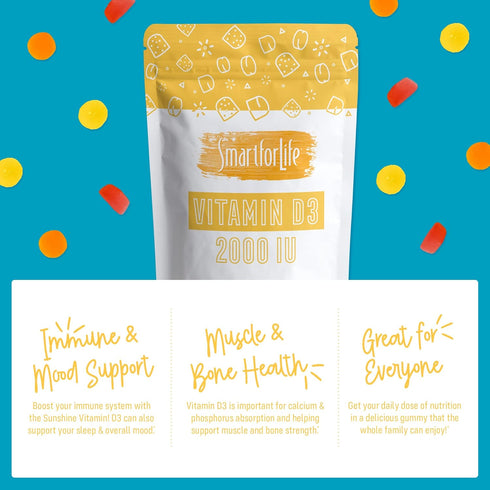 Smart for Life Vitamin D3 Gummies - High Absorption Vitamin D3 - Great for Immune Support & Bone Strength - Vitamin D Gummies for Adults or Kids -...