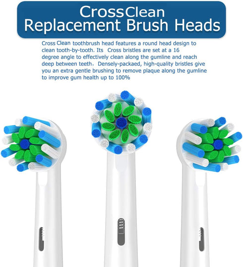 Toothbrush Heads Compatible with Oral B Electric Toothbrush,16Count White Cross Clean Toothbrush Heads Refill for Braun Toothbrush, Medium Brush...