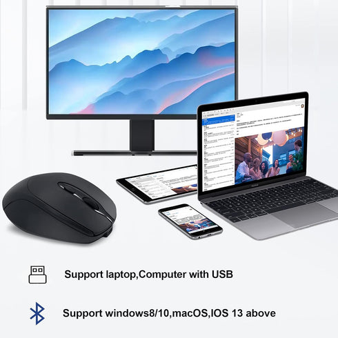 Rechargeable Wireless Mouse, Bluetooth Mouse for Laptop/iPad/MacBook Pro/Air,Silent Mouse for PC/Surface Pro/Lenovo/Samsung Table, Portable Slim C...