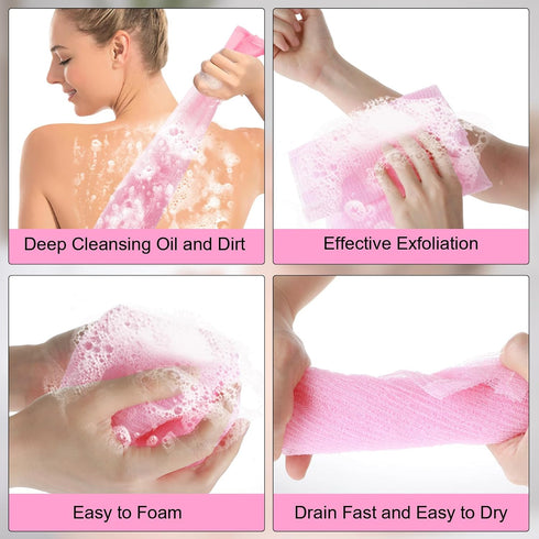 Sibba Exfoliating Shower Bath Gloves Washcloth Back Scrubber 3 Pcs Body Net Rub Sponge Reusable Loofah Towel Skin Brush Clean Scrubbing Accessorie...