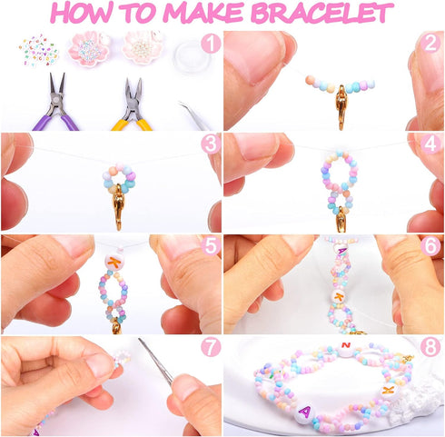 2mm Bracelet Making Kit Beads,20160pcs Glass Beads for Jewelry Making, Pastel Macaron Small Beads for Earring Necklace Ring Making with Alphabet L...