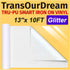 TransOurDream Tru-PU Smart Iron On Vinyl, White Glossy Glitter Heat Transfer Vinyl, 13in x 10ft HTV for AIR 2, EXPLORE 3, MAKER 3, CAMEO, Matless ...