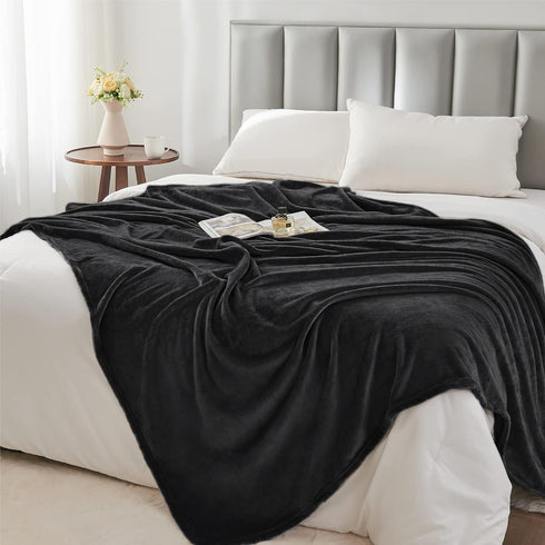 BEDELITE Fleece Blanket Black Throw Blankets for Couch & Bed, Luxury Plush Cozy Fuzzy Blanket 50x60 inches, Super Soft Warm Lightweight Throw Blan...