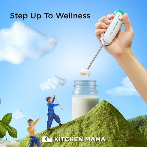 Kitchen Mama Electric Milk Frother Handheld - Mini Drink Mixer & Cold Foam Maker, Frother Wand for Coffee, Cappuccino, Lattes, Protein Powder Drin...