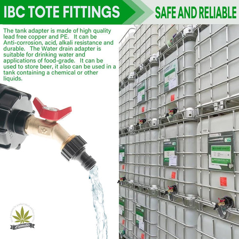 IBC Tote Fittings - 275-330 Gallon IBC Tote Adapter,IBC Tote Tank Adapter 2.44" Fine Thread IBC Tote Valve & Lead-Free Brass Hose Faucet Valve and...