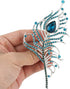 EVER FAITH Austrian Crystal Elegant Peacock Plume Teardrop Brooch Silver-Tone...