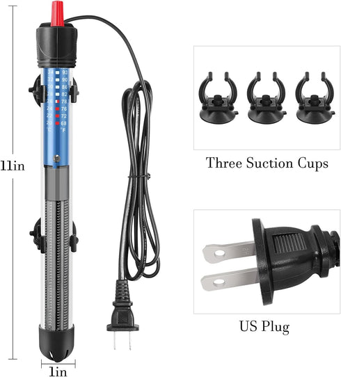 FEDOUR 50W 100W 300W Submersible Aquarium Heater, Adjustable Glass Water Heater for 5 – 70 Gallon Fish and Turtle Tank (300W)...