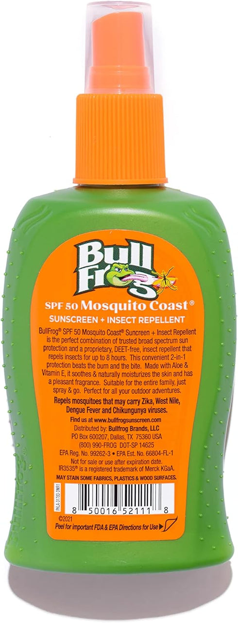 Bullfrog Mosquito Coast Bug Spray Insect Repellent + Sunscreen SPF 50, Pump Spray 4.7 Fl Oz...