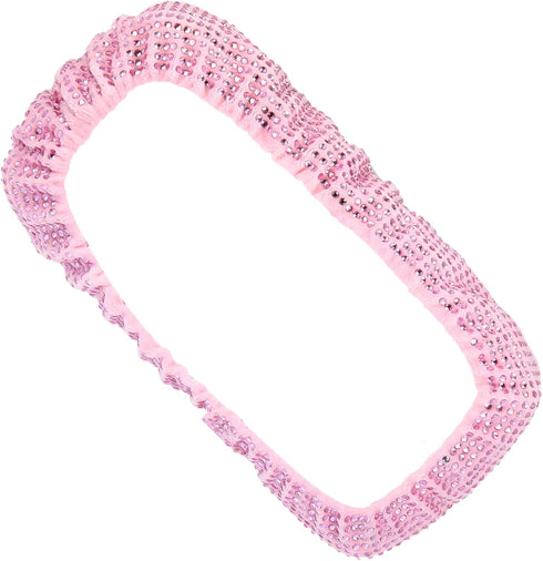 X AUTOHAUX Bling Car Mirror Accessories Charm Shining Car Rear View Mirror Decorative Cover Faux Crystal Rhinestone Car Interior Trim for Women Pi...