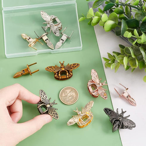 PH PandaHall 6 Sets, 6 Colors 3D Bee Shape Bag Turn Buckles Alloy Purse Lock Purse Clasp Closure Lock Clutch Closure for DIY Leathercraft Shoulder...