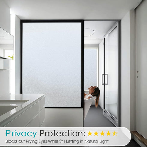 Coavas Window Privacy Film Frosted Glass Static Cling UV Sun Blocking Heat Control Window Tint Day and Night Insulation Home Bathroom Door Decorat...