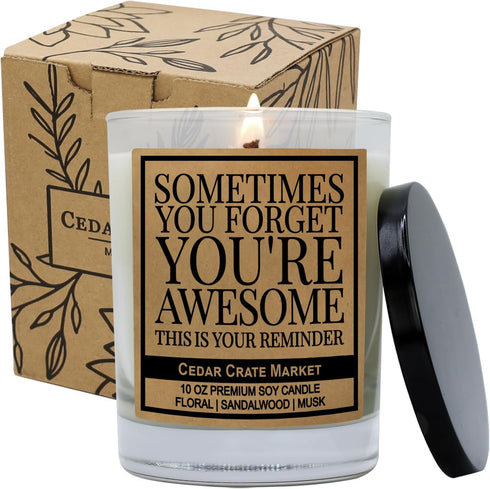 CEDAR CRATE MARKET - Thank You Gifts for Women | Sometimes You Forget That You are Awesome Candle for Men, Mom, Coworkers, Nurse, Clients, Employe...