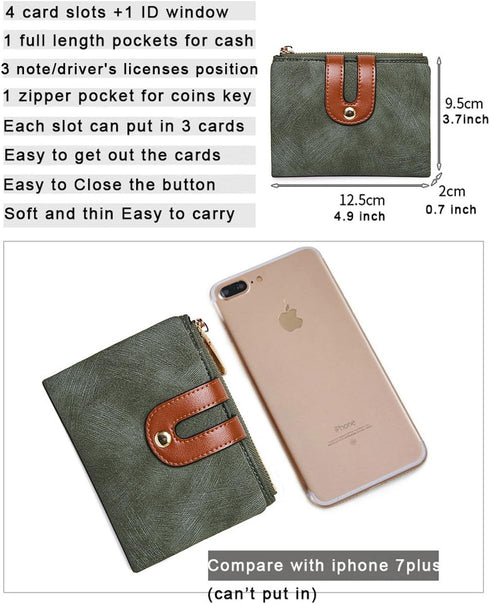 AOXONEL Women's Rfid Small Bifold Leather Wallet Ladies Mini Zipper Coin Purse id card Pocket,Slim Compact Thin...