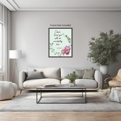 Posterizer 1 pcs-Love Bible Verse -Floral wall art-Religious Posters-Gift for Men Women Entrepreneur Teens-Gifts for Christians - Living Room Bedr...